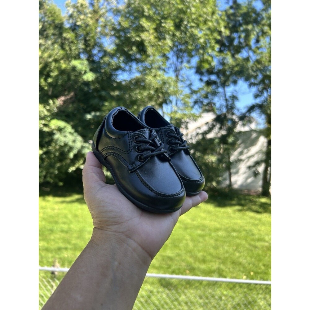 Josmo Boys Black Dress Shoes Size 4 Lace-Up Formal Oxford